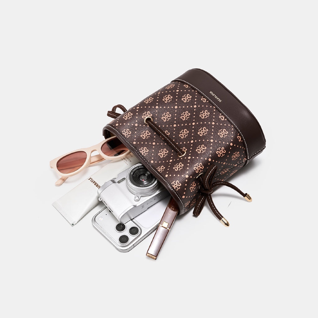 Vintage Printed Bucket Bag with Detachable for Women | SeaGloca - view 8