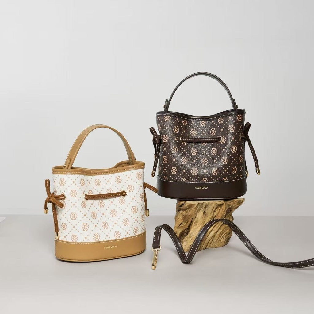 Vintage Printed Bucket Bag with Detachable for Women | SeaGloca - view 2