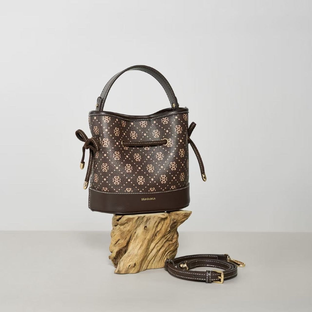 Vintage Printed Bucket Bag with Detachable for Women | SeaGloca - view 3